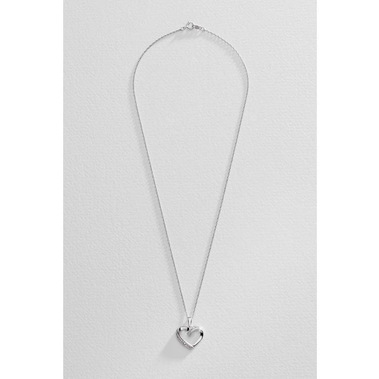 Revere sterling silver diamond heart open pendant necklace (British brand)