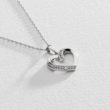 Revere sterling silver diamond heart open pendant necklace (British brand)