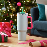 Argos Habitat Pink Handle Thermal Blue Travel Mug - 1182ml- Buy online at McGrocer
