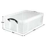 Really Useful clear plastic storage box 50L, imported from the UK