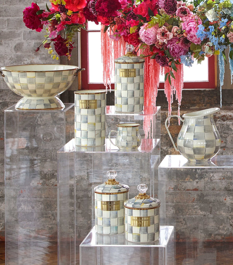 MacKenzie-Childs Sterling Check canister 21.5cm, imported from the UK