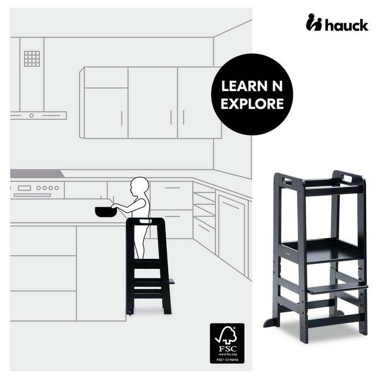 Hauck Montessori learning tower in black, UK version