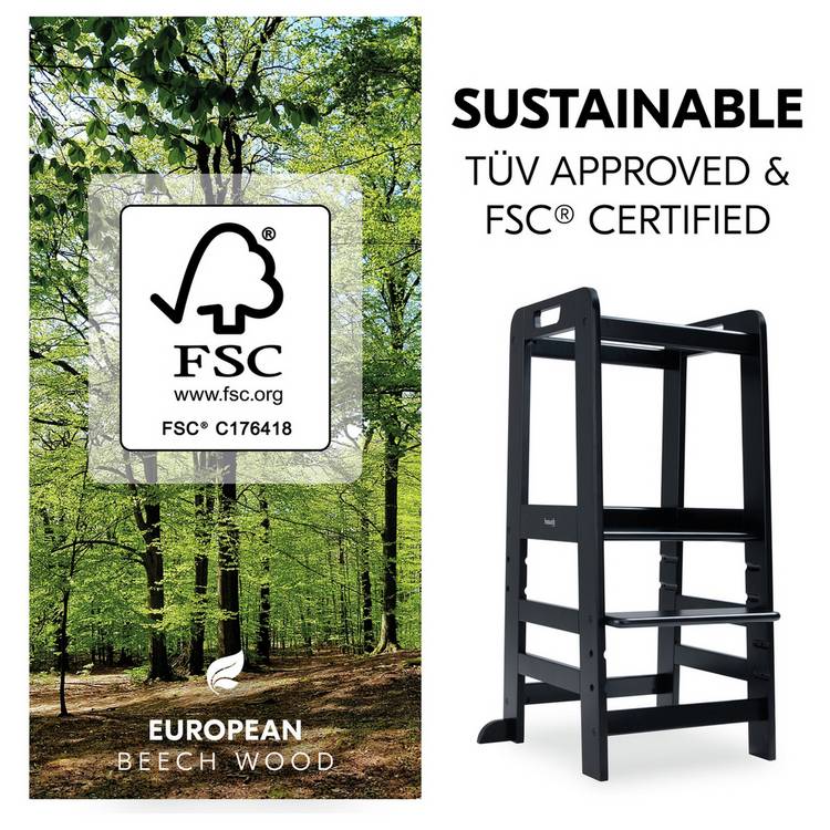 Hauck Montessori learning tower in black, UK version
