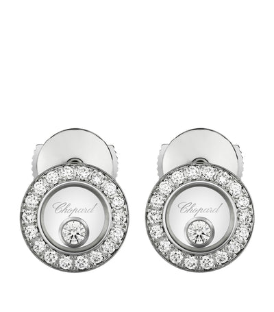 Harrods Chopard White Gold and Diamond Happy Diamonds Icons Pavé Earrings- Buy online at McGrocer
