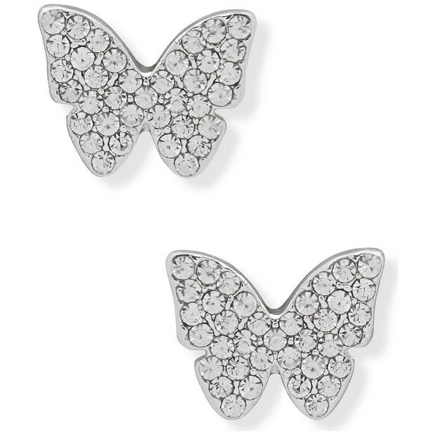 DKNY silver crystal butterfly stud earrings (British brand)