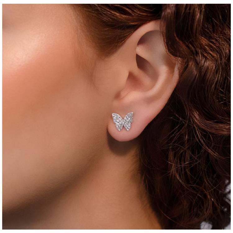 DKNY silver crystal butterfly stud earrings (British brand)