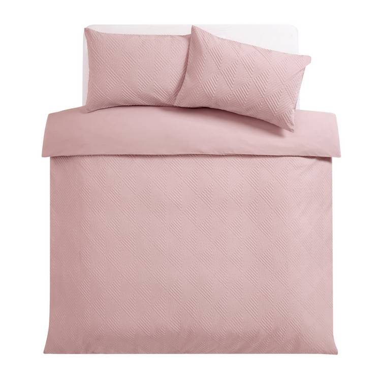 Argos Home pink embossed bedding set single size - British product