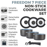 Tower 7-piece aluminium pan set grey - British product