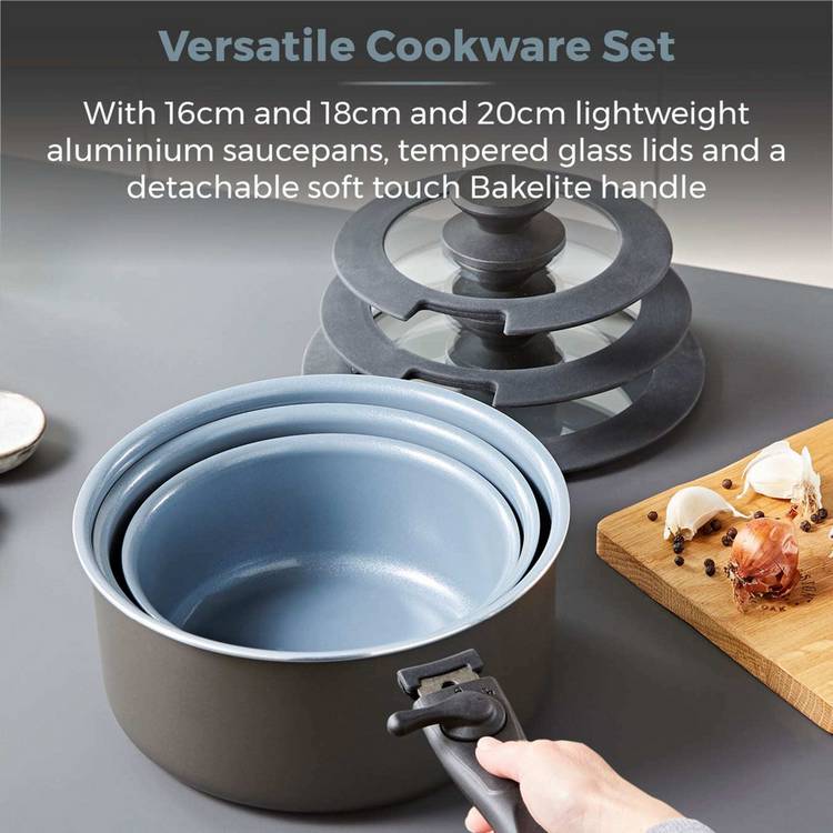 Tower 7-piece aluminium pan set grey - British product