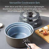 Tower 7-piece aluminium pan set grey - British product