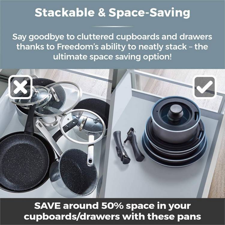 Tower 7-piece aluminium pan set grey - British product