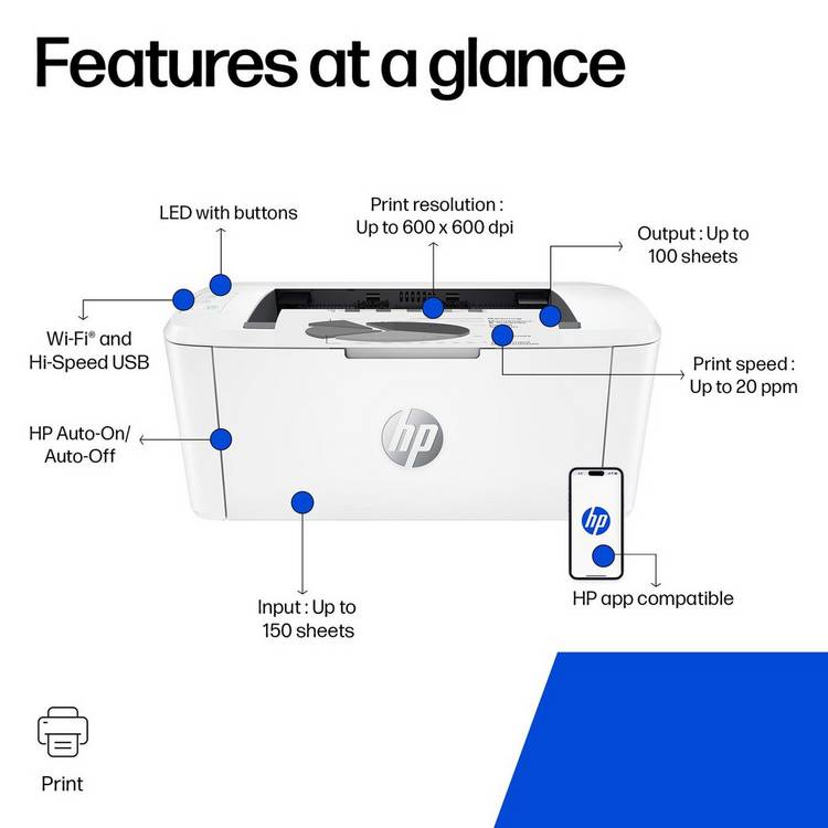 HP LaserJet M110w wireless mono laser printer (British brand)