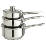 Argos Home stainless steel 3-piece saucepan set, UK version