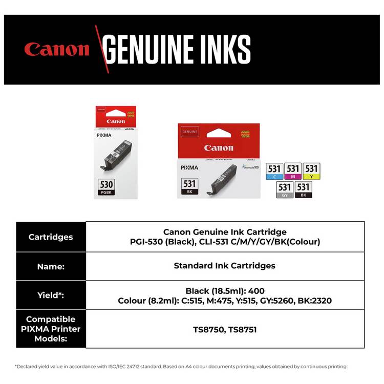Canon black ink cartridge CLI-531BK 8.2ml, imported from the UK