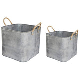 Ivyline galvanised square planters with rope handles, outdoor, British brand