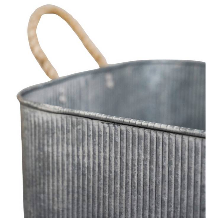 Ivyline galvanised square planters with rope handles, outdoor, British brand