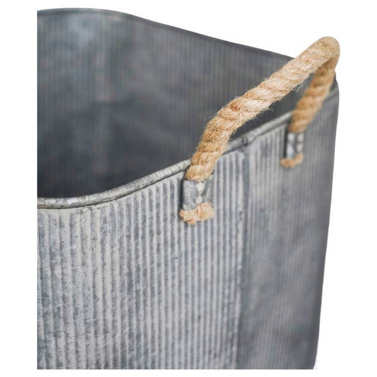 Ivyline galvanised square planters with rope handles, outdoor, British brand