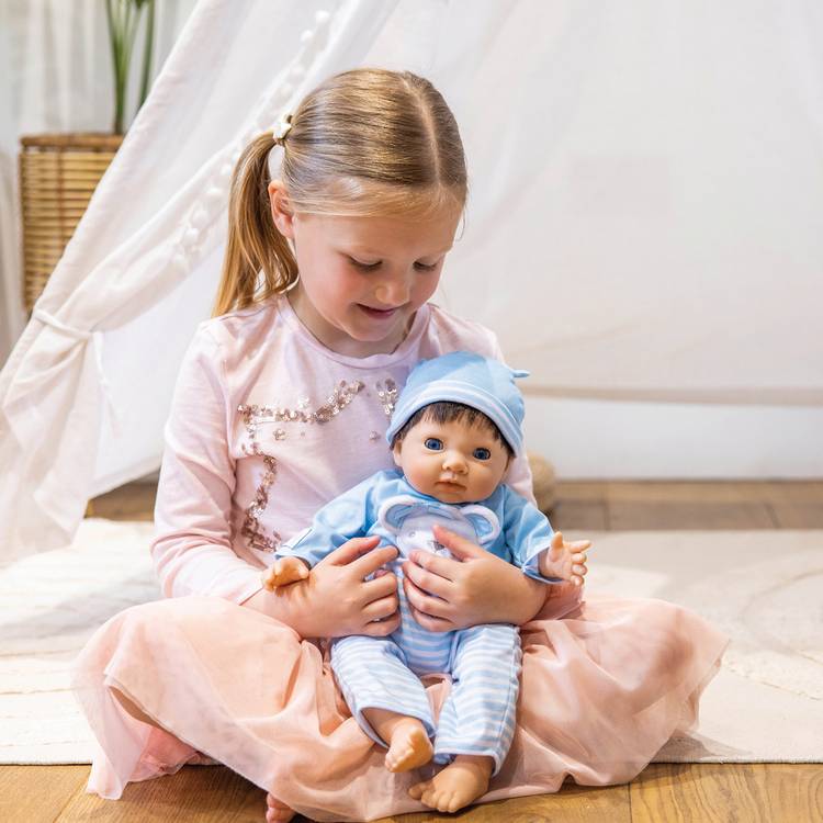 Tiny Treasures baby doll in Blue Bear Outfit 44cm, UK version