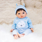 Tiny Treasures baby doll in Blue Bear Outfit 44cm, UK version