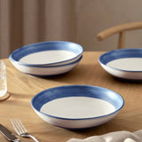 Argos Habitat Artisan Stripe Blue 4 Piece Stoneware Pasta Bowls- Buy online at McGrocer