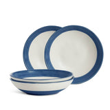 Habitat stoneware pasta bowls blue and cream stripe 4 piece set, UK version