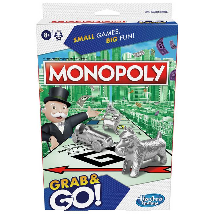 Hasbro Monopoly Grab and Go board game - British product