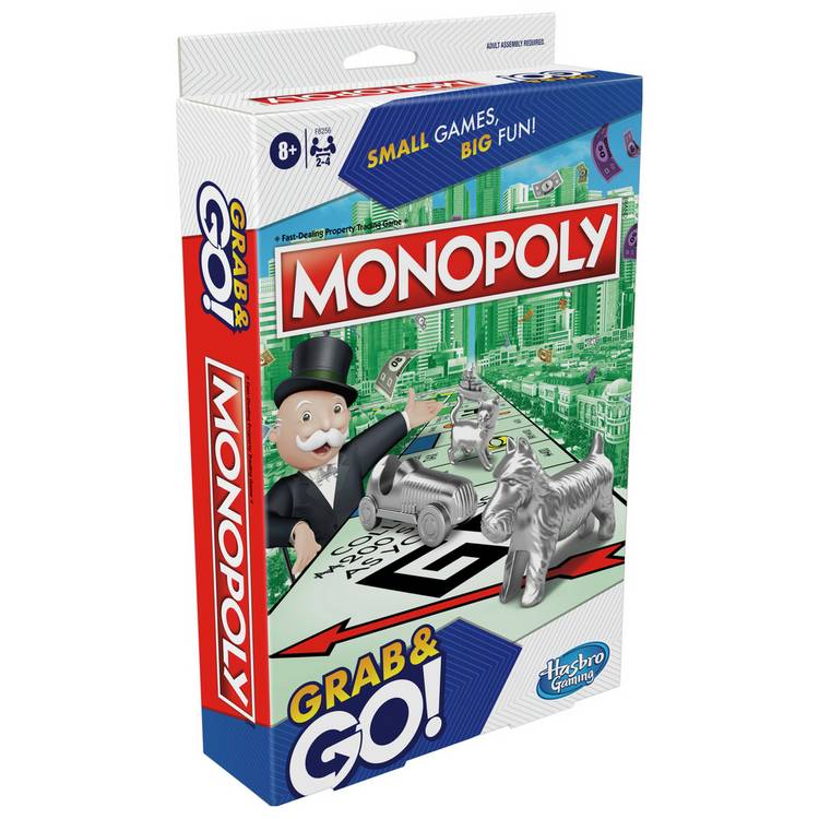 Hasbro Monopoly Grab and Go board game - British product