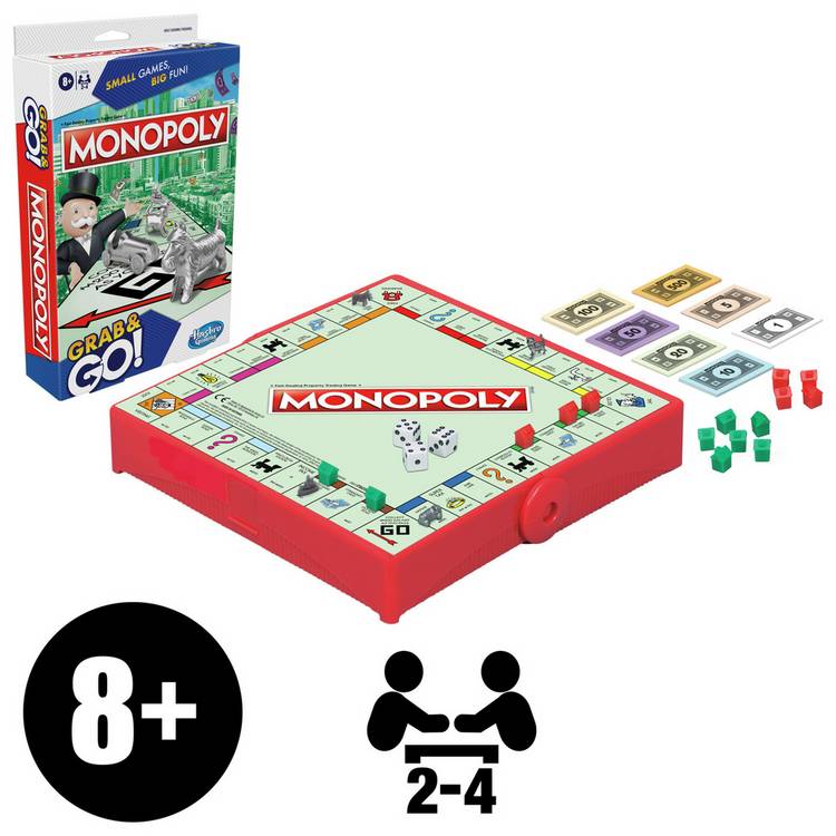 Hasbro Monopoly Grab and Go board game - British product