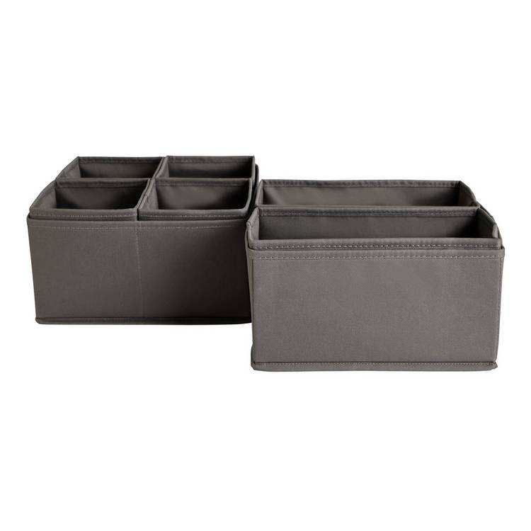 Argos Home grey drawer organiser set 8-piece (British brand)