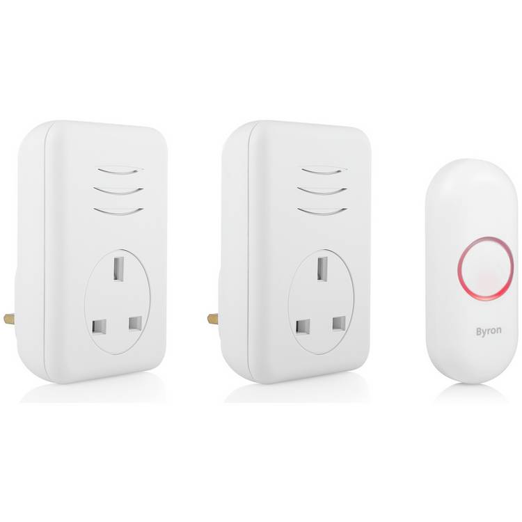 Byron white wireless doorbell kit, UK version