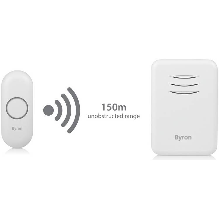 Byron white wireless doorbell kit, UK version