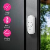 Byron white wireless doorbell kit, UK version