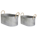 Ivyline Outdoor Galvanised Rope Handle Trough Set of 2 - British product