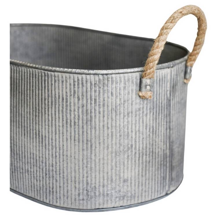 Ivyline Outdoor Galvanised Rope Handle Trough Set of 2 - British product