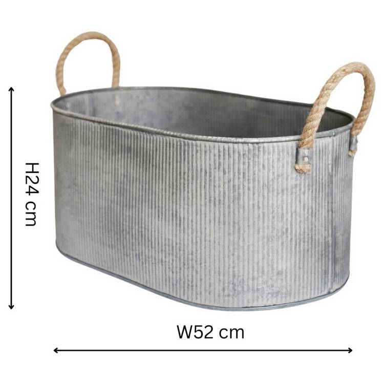 Ivyline Outdoor Galvanised Rope Handle Trough Set of 2 - British product