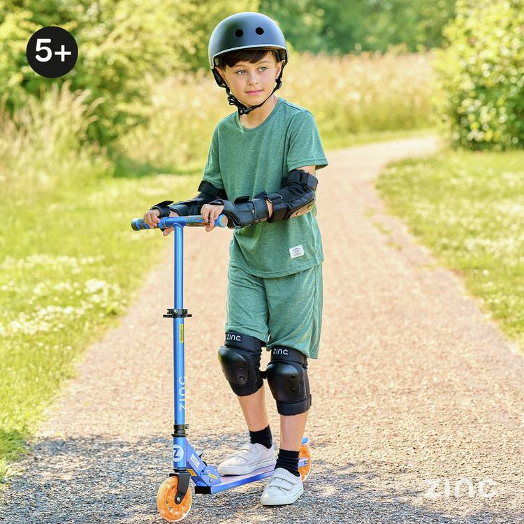 Zinc light up foldable scooter blue (British brand)