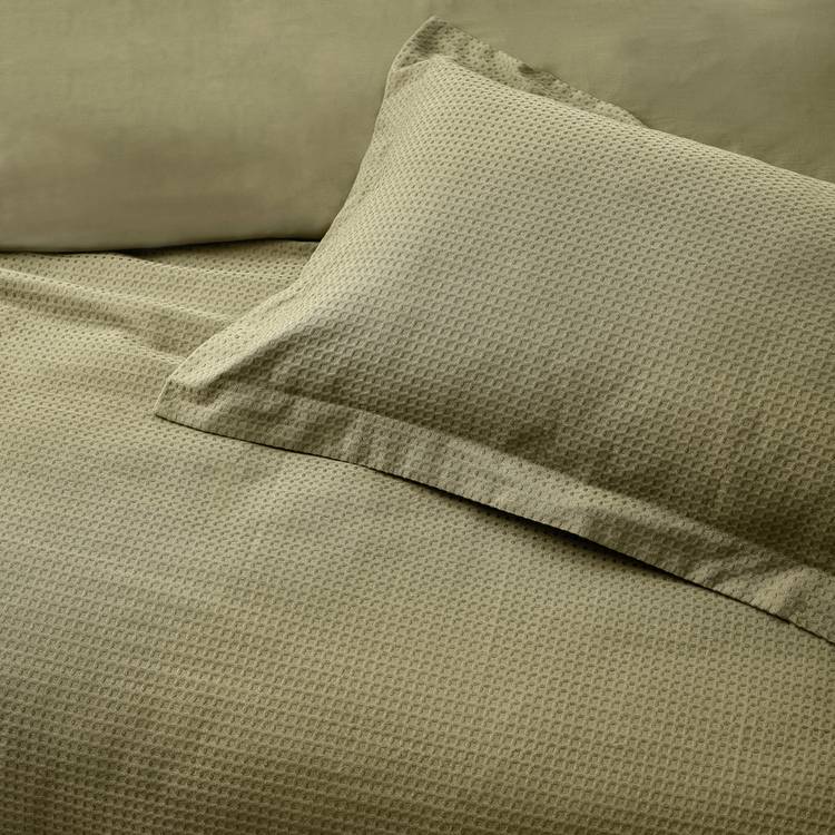 Yard olive waffle bedding set single - British product