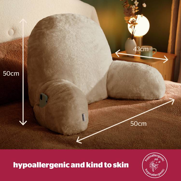 Silentnight Cosy Cuddle Cushion natural sherpa cover - British product