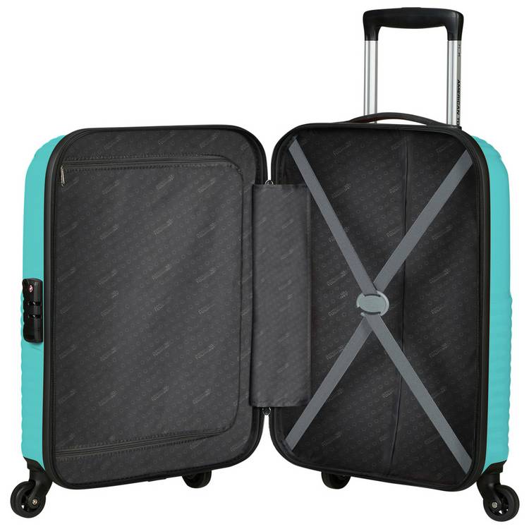 American Tourister Zakk blue hard cabin case (British brand)