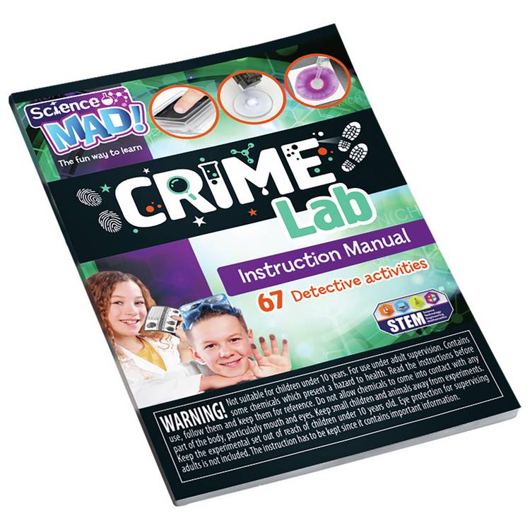 Science Lab Mad crime lab kit with 24 pieces (British brand)