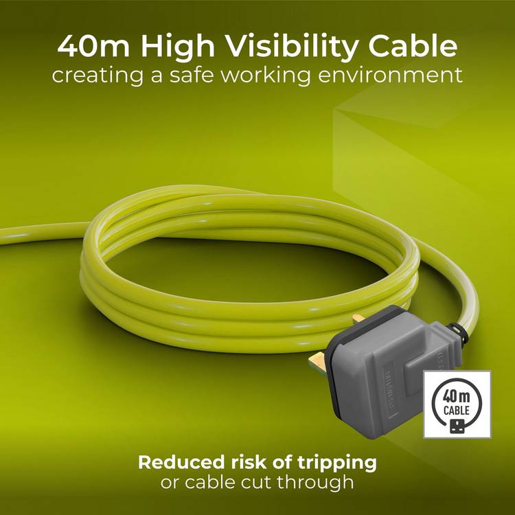 Masterplug Pro-XT 4 socket 40m cable reel (British brand)