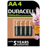 Duracell rechargeable AA batteries 4-pack 2500mAh, UK version