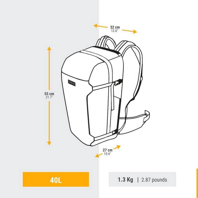 Decathlon travel backpack 40L with rain cover, imported from the UK
