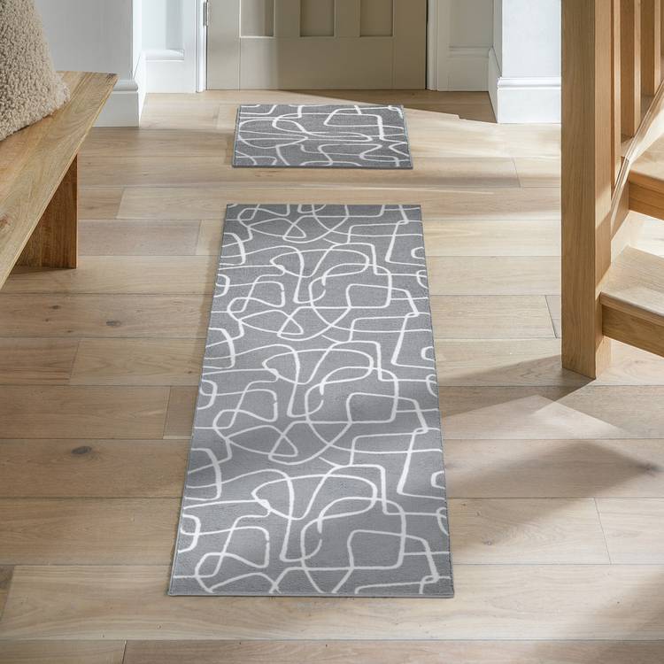 Argos Home scribble runner and mat set, 180x57cm - British product