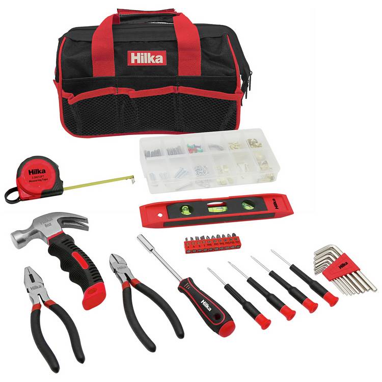 Hilka 30-piece home tool kit with bag, imported from the UK