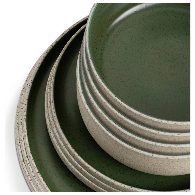 Habitat raw edge speckle stoneware dinner set 12 piece, imported from the UK