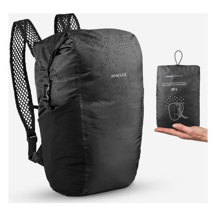 Decathlon travel foldable backpack 20L black (British brand)