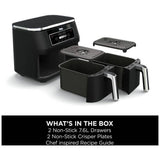Ninja Dual Zone Air Fryer 7.6L black, imported from the UK