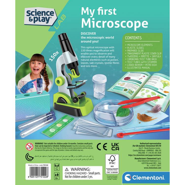 Clementoni My First Microscope toy 25cm tall with 150x magnification (British brand)