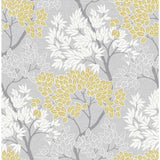 Fresco Lykke Tree wallpaper in grey and ochre - British product